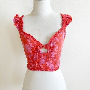 Olivaceous Pink Lace Trim Top